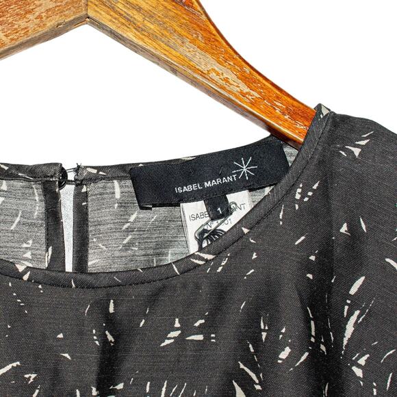 ISABEL MARANT UDNY Blouse Black Drawstring Waist Wool Blend Size 1 - Picture 3 of 11